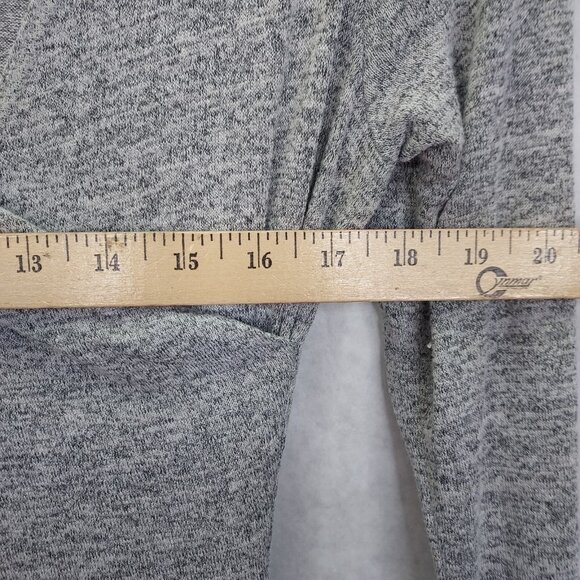 Wilfred Free Aritzia Klum Faux Wrap Dress M Heather Grey Long Sleeve Ruched Midi - Picture 11 of 13